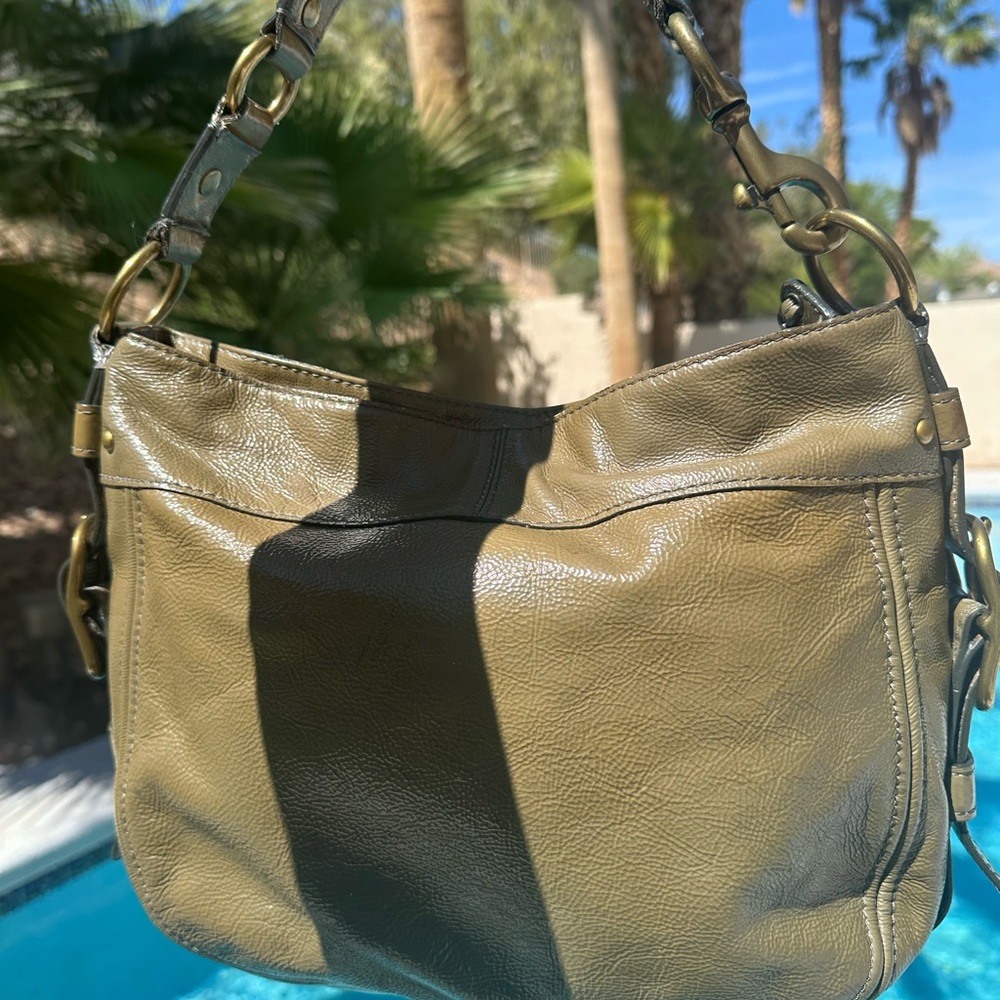 Coach Zoe Hobo Olive Green Patent Leather - Picture 9 of 14